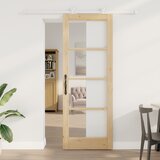 vidaXL drsna vrata s kompletom strojne opreme 'ORKDAL'Trdno les in steklo, notranja vrata s steklom 'ORKDAL'78x211x4 cm Trdni les bor Cene