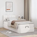vidaXL Otomanski posteljni okvir z vzmetnico bel 100x200 cm um. usnje | Shoptok.si