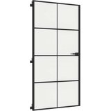 Sobna vrata tanka crna 102,5x201,5 cm kaljeno staklo i aluminij | shoptok.hr