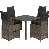  5-dijelni vrtni bistro set od poliratana s jastucima sivi | shoptok.hr