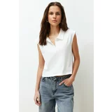 Trendyol Ecru 100% Cotton Polo Collar Regular/Normal Fit Knitted T-Shirt