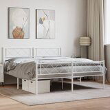 Maison Chic Kovinski Posteljni okvir - Dvoposteljna postelja - Zakonska postelja z vzglavjem in vznožjem bel 120x200 cm, (21696163) | Shoptok.si