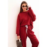 Kesi Włoski Ladies' butter set with a loose sweatshirt and pants with the inscription LOVE maroon u