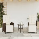  3-dijelni bistro set s jastucima smeđi od poliratana | shoptok.hr
