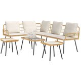  Set vrtnog namještaja od 4 dijela s jastučićima prirodni poli ratan | shoptok.hr