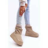 Boto marka niezdefiniowana Women's Slip-On Snow Boots Platform Beige Gattea Cene