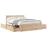  The Living Store Posteljni okvir brez vzmetnice 140x190 cm trdna borovina - Posteljni Okvir, (21523261) | Shoptok.si