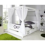 MID.YOU Postelja Z Baldahinom Lino, Bor, Masivno, Bela | Shoptok.si