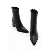 Marjin Women's Heeled Boots Pointed Toe Zipper At The Back Thick Heels Kikas Black. Cene'.'