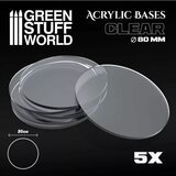 Green Stuff World acrylic round base 80mm - clear (pack x5) (thickness 3mm) Cene