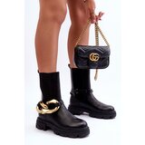 Boto Fashionable Leather Boots Ankle Boots with Chain Black Kambiz | ePonuda.com