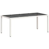  The Living Store Vrtna miza s stekleno ploščo bela 190x90x75 cm poli ratan - Vrtna Miza, (21451921) | Shoptok.si
