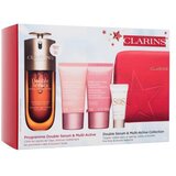 Clarins Double Serum & Multi-Active Collection set: serum za obraz Double Serum 50 ml + dnevna krema za obraz Multi-Active Jour 15 ml + nočna krema za obraz Multi-Active Nuit 15 ml + podlaga za ličila SOS Primer 5 ml + rdeča kozmetična torbica za ženske Cene