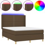  Krevet box spring s madracem LED tamnosmeđi 140x190 cm tkanina | shoptok.hr