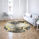 Okrugli tepih sa gumenom podlogom 160x160cm - 3D kocke sivo-zlatni, TG-1062 Cene