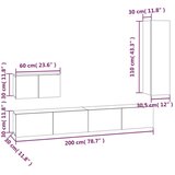  4-dijelni set TV ormarića sivog sonome konstruirano drvo | shoptok.hr