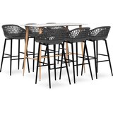 vidaXL Barska garnitura 7-delna bela in siva | Shoptok.si