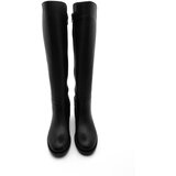 Marjin Women's Genuine Leather Daily Boots With Elastic Stretch Stretch Knee Length Nevira Black | Shoptok.si