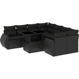 vidaXL 9-dijelni set vrtnih sofa s jastucima crni od poliratana | shoptok.hr