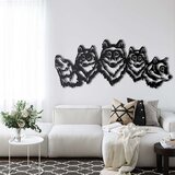 Wallxpert metalni zidni ukras 5134, glave pet vukova u nizu, 61 x 25 cm, crni Cene