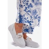 VINCEZA Women's Leather Loafers with Golden Detail Jasnoszare 88007 | shoptok.hr
