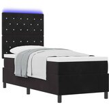  LED Box Spring Krevet s madracem Crna 80 x 200 cm Baršun | shoptok.hr