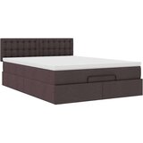  Otomanska postelja z vzmetnico & LEDs rjav 140x190 cm blago, (22011636) | Shoptok.si