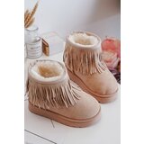 Boto Fleece-Lined Snow Boots with Decorative Fringes for Kids Beige Nimia' | ePonuda.com