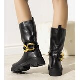 Gemre Black insulated ankle boots with chain Harrison | Shoptok.si