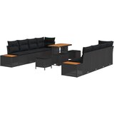 vidaXL Vrtna sedežna garnitura z blazino 11 pcs Črna Poly ratan, (5000133893) | Shoptok.si