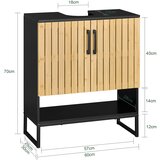 SoBuy Nizka omarica za varčevanje s prostorom z bambusovimi vrati in nastavljivimi policami kovinske noge 30x30x90 cm, (5000017149) | Shoptok.si