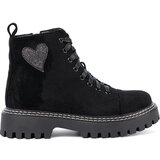 Shelvt Black lace-up ankle boots with a sparkling heart | shoptok.hr