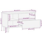 vidaXL TV ormar s ladicama Bijelo 80 x 33 x 46 cm masivno drvo manga | shoptok.hr