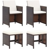 Maison Chic Vrtni stoli - Stol za vrt in stolčki 4-delni komplet poli ratan rjave barve JS1863, (21878707) | Shoptok.si
