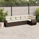  6-dijelni set vrtnih sofa od poliratana s jastucima smeđi | shoptok.hr