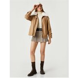 Koton Leather-Look Coat Collar with Faux Shearling Pocket Detailed. Cene