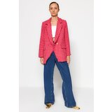 Trendyol Fuchsia Tweed Regular Lined Double Breasted Closed Woven Crowbar Blazer Jacket | Shoptok.si