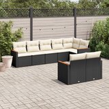  8-dijelni set vrtnih sofa od poliratana s jastucima crni | shoptok.hr