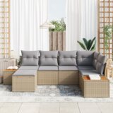 vidaXL 6-delni set vrtne sofe z blazinami Bež poli ratan akacija | Shoptok.si