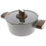 Šerpa aluminijska sa staklenim poklopcem 24cm krem BS11436