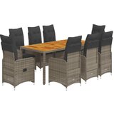 vidaXL 9-dijelni vrtni bistro set od poliratana s jastucima sivi | shoptok.hr