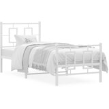 Furnova Kovinski posteljni okvir z vzglavjem in vznožjem bel 75x190 cm, (21935063) | Shoptok.si
