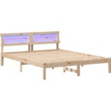 vidaXL konstrukcija postelje z led lučmi z vzglavjem rjava 150 x 200 cm borovo les | Shoptok.si
