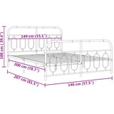Metalni okvir kreveta uzglavlje i podnožje bijeli 140x200 cm | shoptok.hr