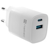 Natec RIBERA GaN polnilec, 30W, 1x USB-A, 1x USB-C, PD 3.0, QC 3.0, protokol PPS, univerzalna kompatibilnost, tehnologija GaN, varnostne zaščite, bel, (21218458) Cene