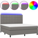  Box spring postelja z vzmetnico LED temno siva 160x200 cm blago, (20789234) | Shoptok.si