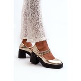 Boto Faux Leather Pumps on Chunky Heel Gold Halmina | Shoptok.si