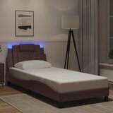 Furnova Posteljni okvir z LED lučkami rjav 90x200 cm umetno usnje, (21939960) Cene