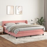  The Living Store Box spring postelja z vzmetnico roza 160x200 cm žamet - Box Spring Postelja, (21514893) | Shoptok.si