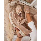 Resti Eco-suede moccasins with gold decoration in light brown Zaffix- Footwear | ePonuda.com